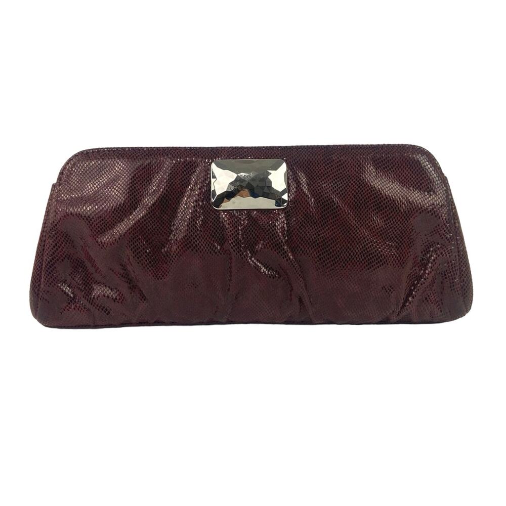 Michelle Fantaci for Lauren Merkin Purple Snakeskin Leather Party Clutch Purse